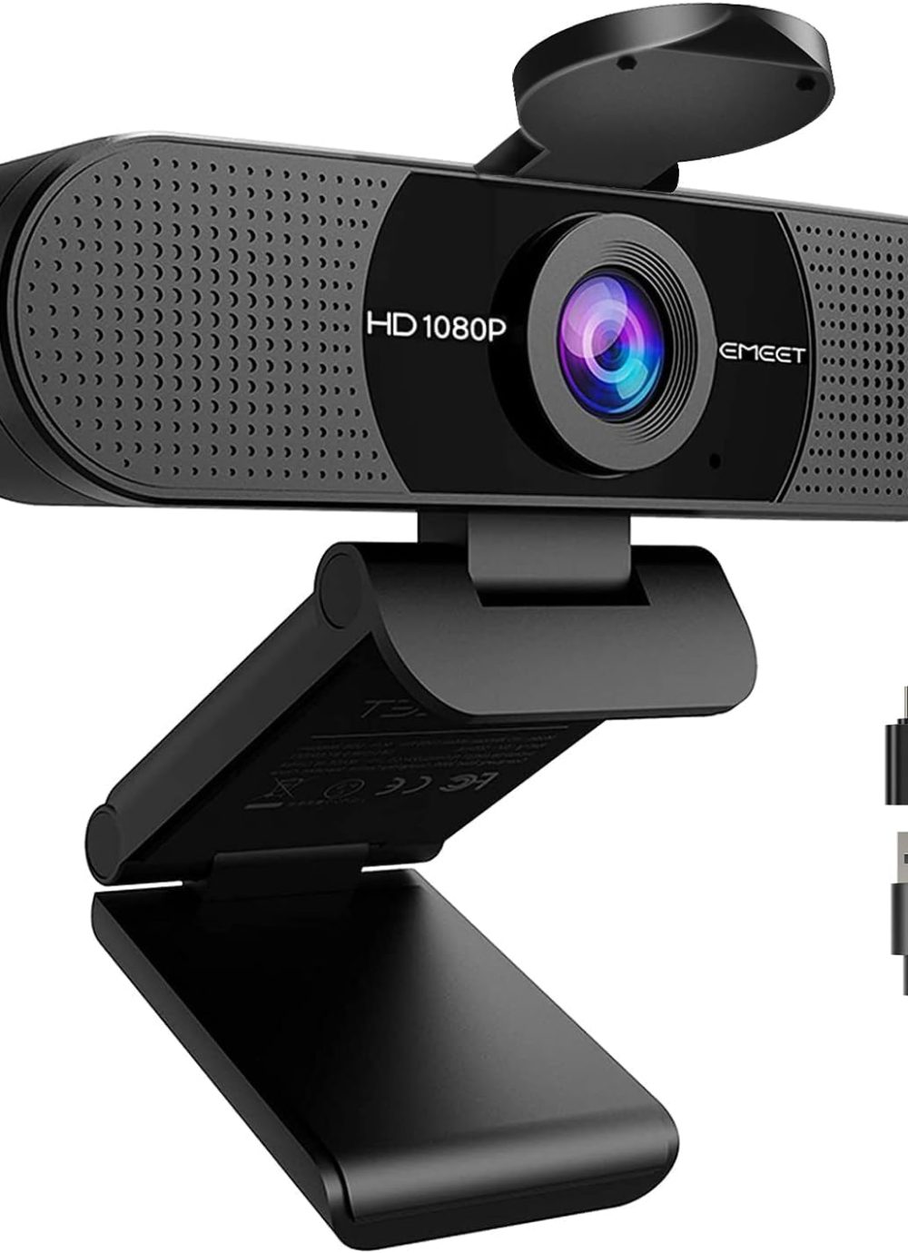 EMEET 1080P Webcam with Microphone, C960 Web Cam, 2 Mics, 90° FOV, USB Type-A & A-to-C Adapter, Plug&Play Computer Camera for Online Calling, Zoom/Teams/Facetime, Switch 2 Camera Support, 2025 Version