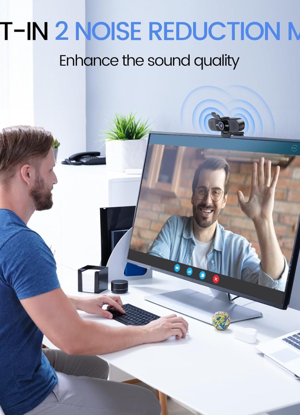EMEET 1080P Webcam with Microphone, C960 Web Cam, 2 Mics, 90° FOV, USB Type-A & A-to-C Adapter, Plug&Play Computer Camera for Online Calling, Zoom/Teams/Facetime, Switch 2 Camera Support, 2025 Version - Image 3
