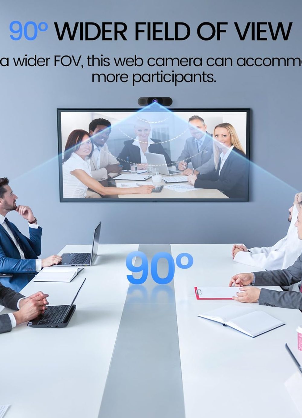 EMEET 1080P Webcam with Microphone, C960 Web Cam, 2 Mics, 90° FOV, USB Type-A & A-to-C Adapter, Plug&Play Computer Camera for Online Calling, Zoom/Teams/Facetime, Switch 2 Camera Support, 2025 Version - Image 4