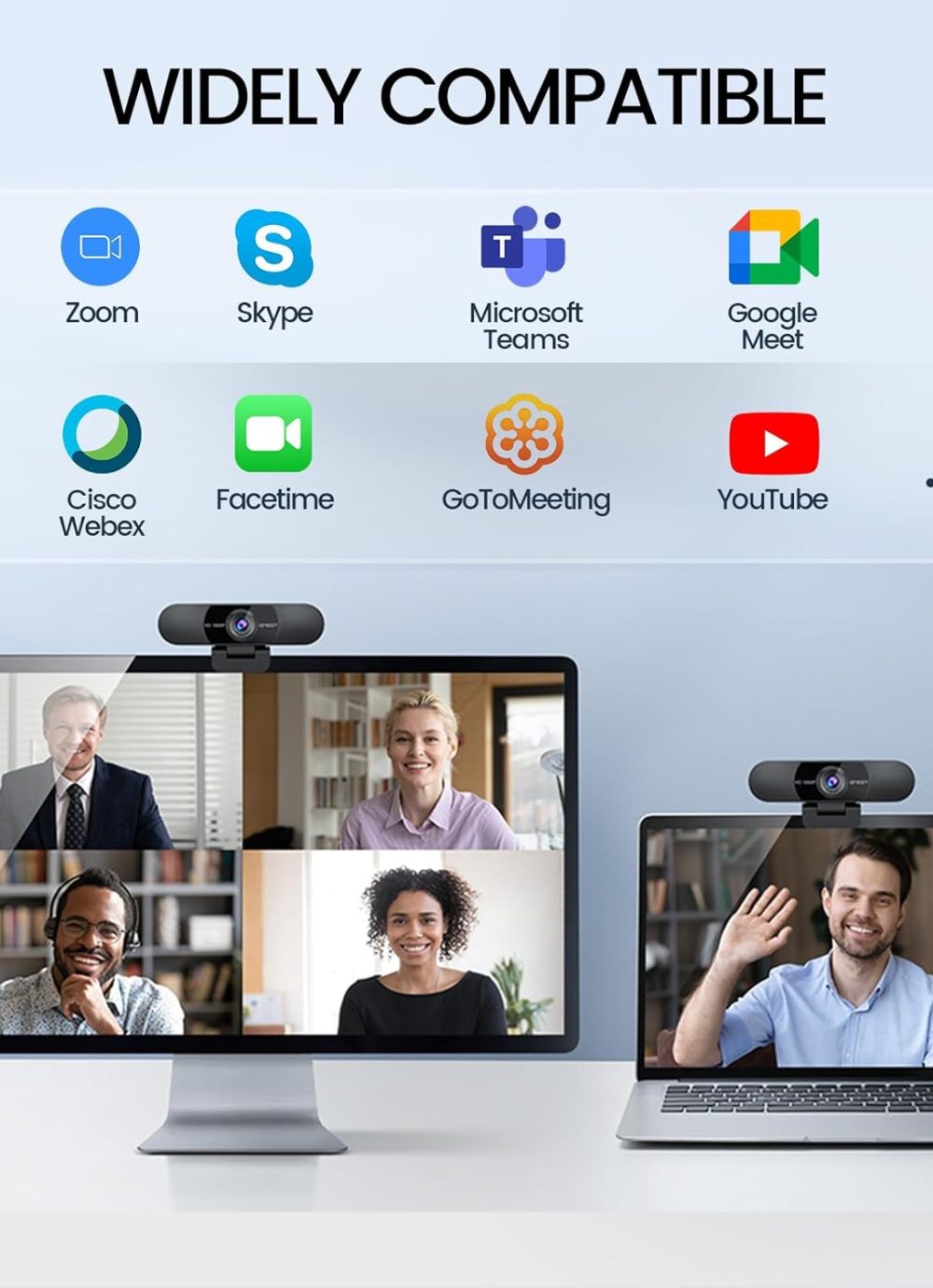 EMEET 1080P Webcam with Microphone, C960 Web Cam, 2 Mics, 90° FOV, USB Type-A & A-to-C Adapter, Plug&Play Computer Camera for Online Calling, Zoom/Teams/Facetime, Switch 2 Camera Support, 2025 Version - Image 8