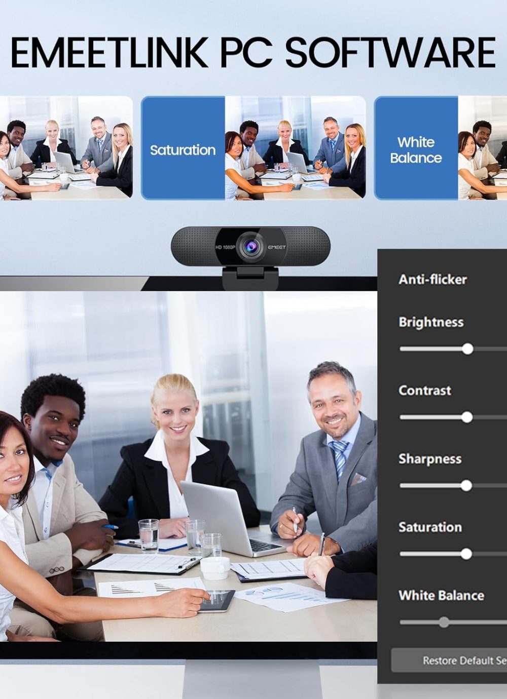 EMEET 1080P Webcam with Microphone, C960 Web Cam, 2 Mics, 90° FOV, USB Type-A & A-to-C Adapter, Plug&Play Computer Camera for Online Calling, Zoom/Teams/Facetime, Switch 2 Camera Support, 2025 Version - Image 9