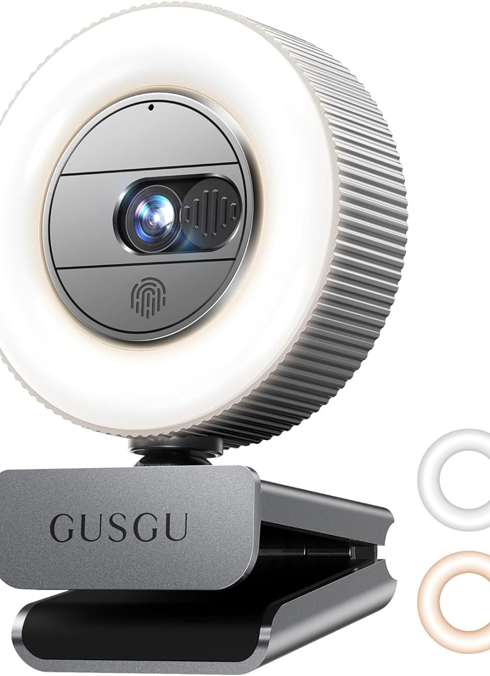 GUSGU G910 2K Quad HD Webcam for PC, with Microphone & Light & Privacy Cover, Web Camera for Desktop Computer/Laptop/MacBook, USB Streaming Camera