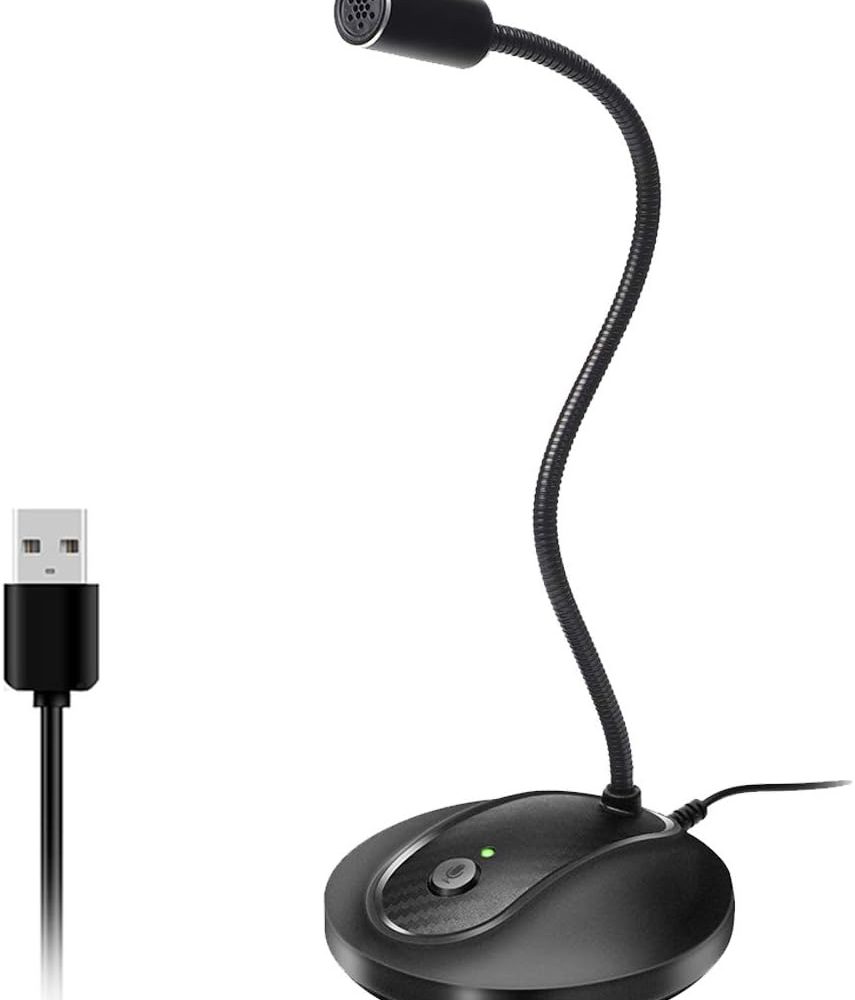 JOUNIVO USB Microphone, 360 Degree Adjustable Gooseneck Design, Mute Button & LED Indicator, Noise-Canceling Technology, Plug & Play, Compatible with Windows & MacOS
