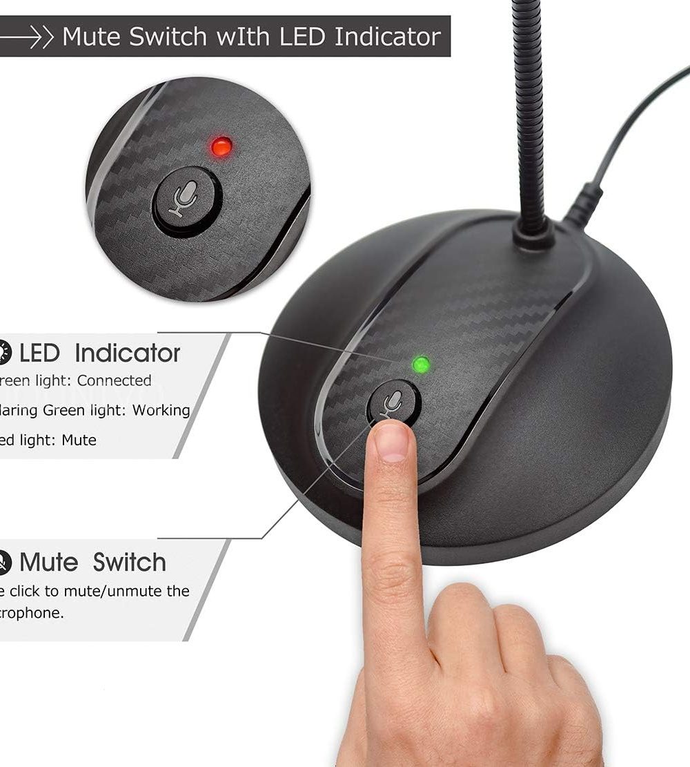 JOUNIVO USB Microphone, 360 Degree Adjustable Gooseneck Design, Mute Button & LED Indicator, Noise-Canceling Technology, Plug & Play, Compatible with Windows & MacOS - Image 4