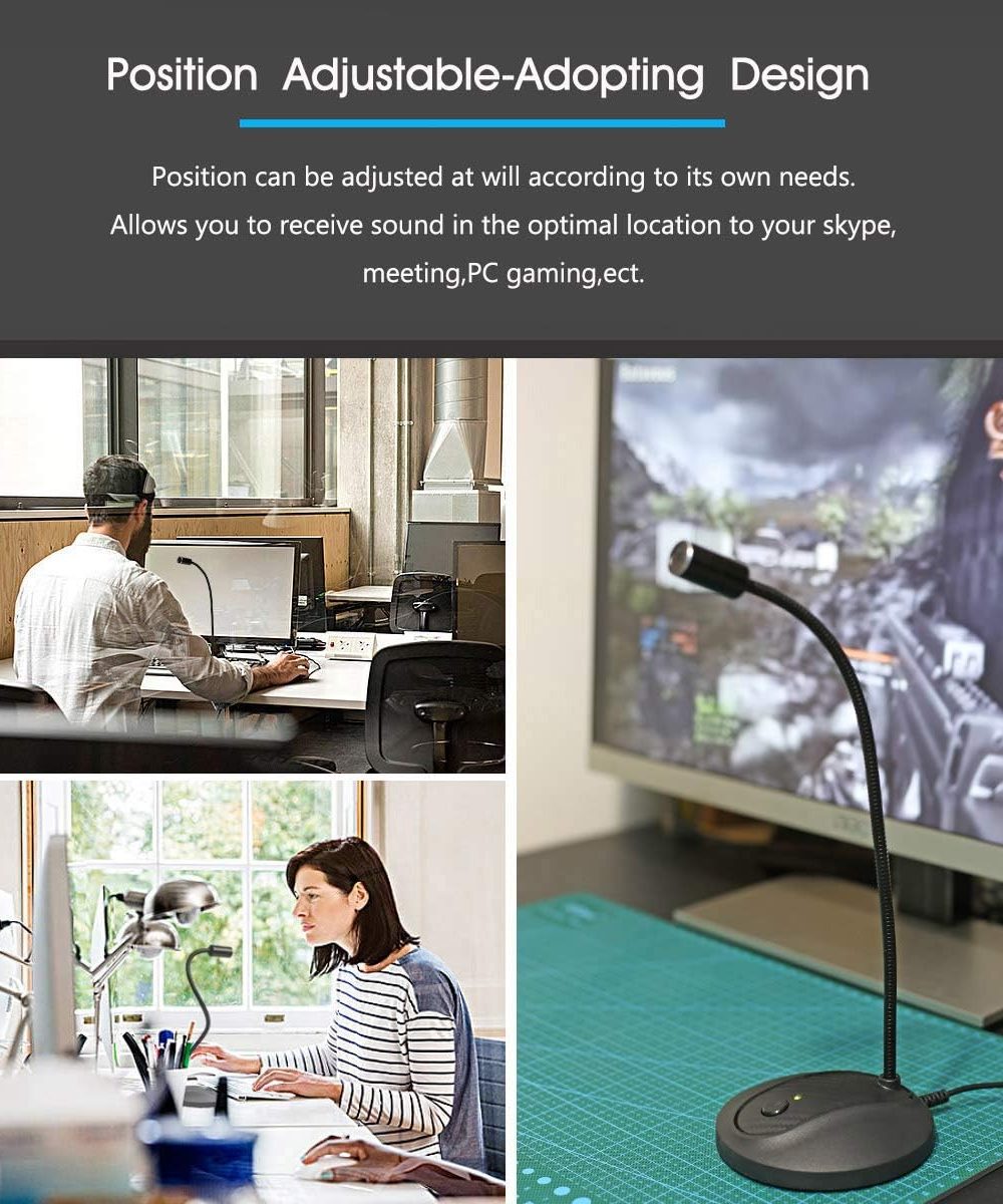 JOUNIVO USB Microphone, 360 Degree Adjustable Gooseneck Design, Mute Button & LED Indicator, Noise-Canceling Technology, Plug & Play, Compatible with Windows & MacOS - Image 6
