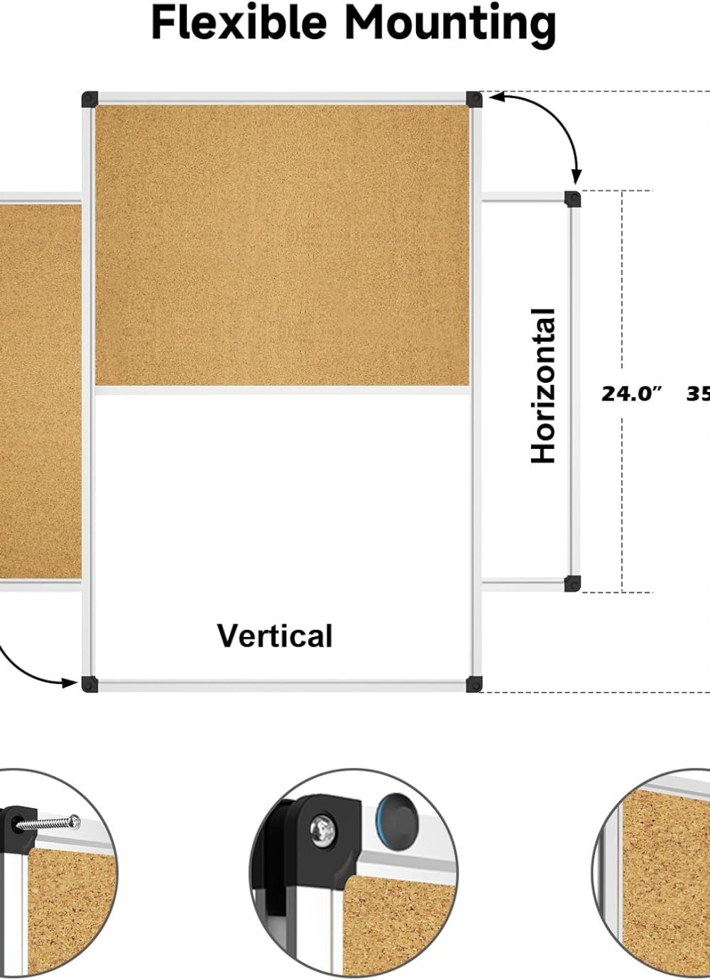XBoard Magnetic whiteboard 36 x 24 - Combo Whiteboard Dry Erase Board Cork Board 36 x 24 - Image 4