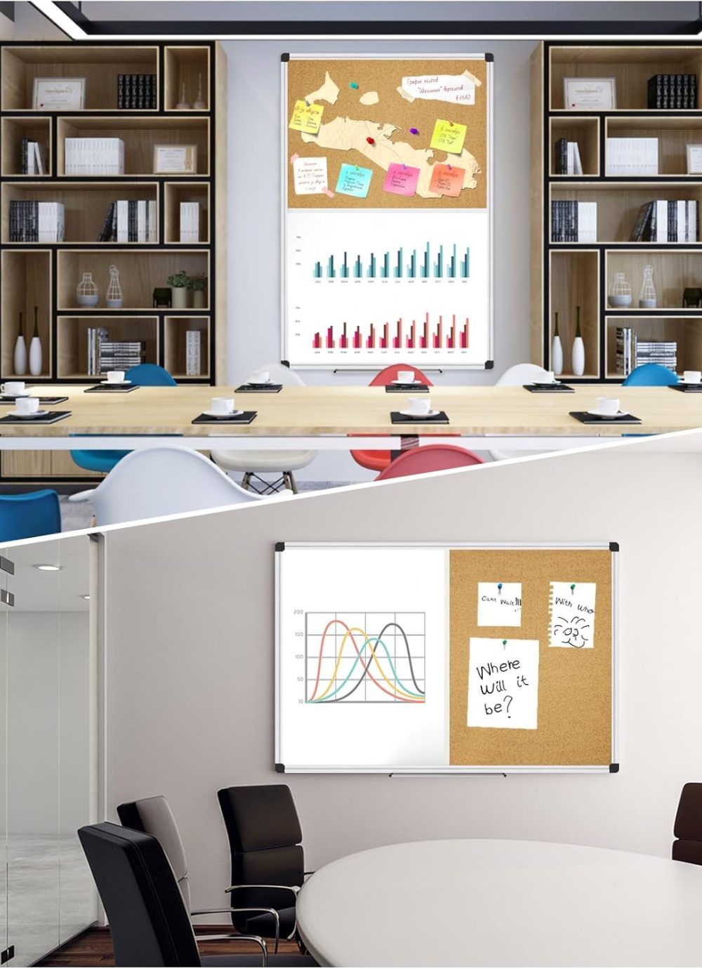 XBoard Magnetic whiteboard 36 x 24 - Combo Whiteboard Dry Erase Board Cork Board 36 x 24 - Image 7